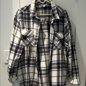 beachlunchlounge Navy and White Plaid Shacket